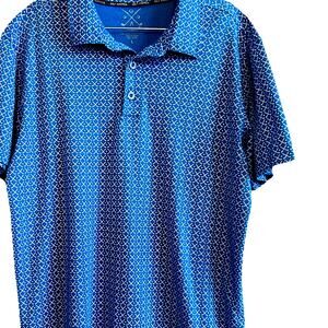 Men’s Polo Blue golf clubs all over Print Repeating graphic, retro fun large
